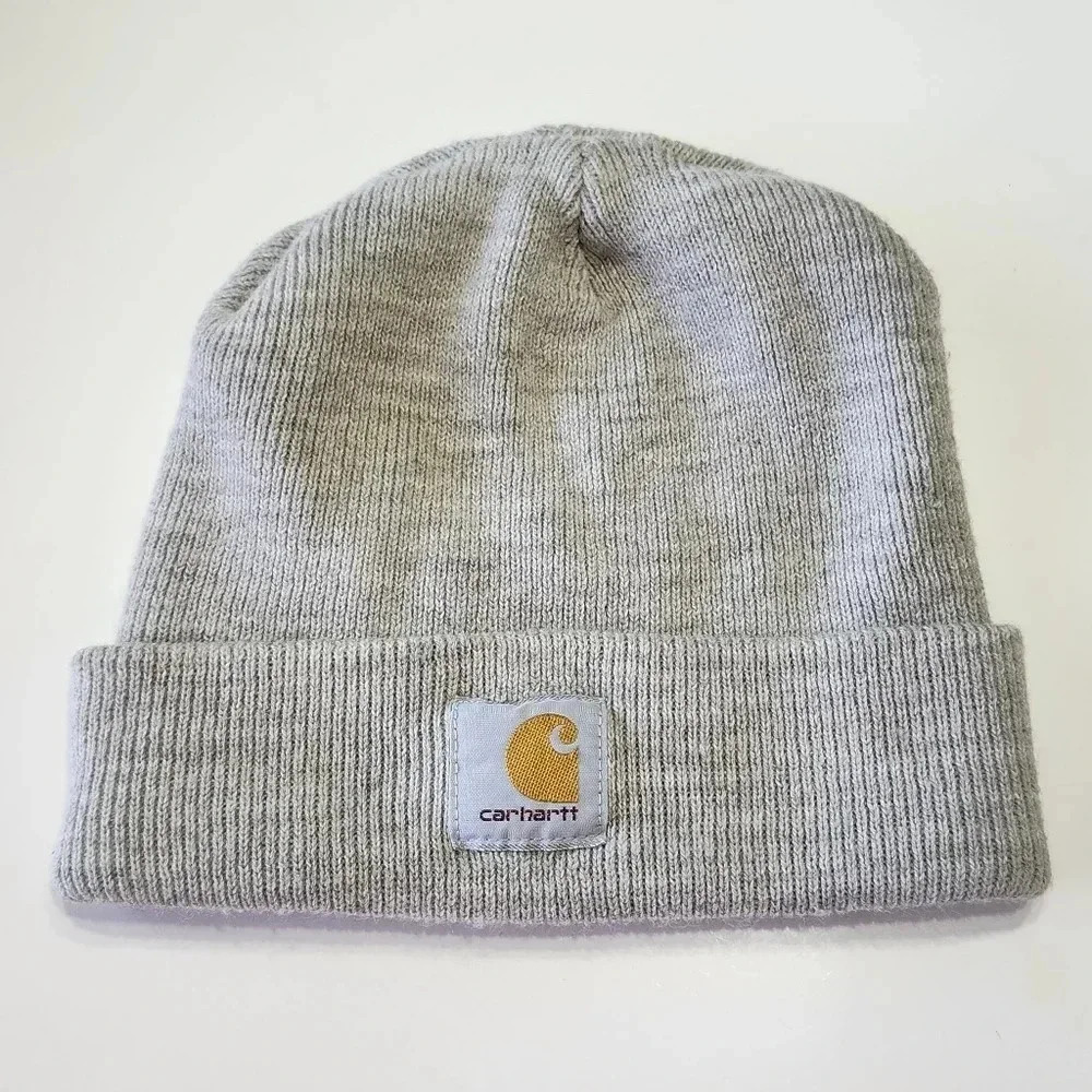 Carhartt Gray Beanie Hat Toboggan Unisex Cuffed Winter Warm